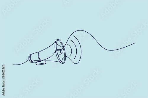 Dynamic Announcement, Megaphone, Public Space, Illustration, Minimalist Design, Side View, Communication Concept
