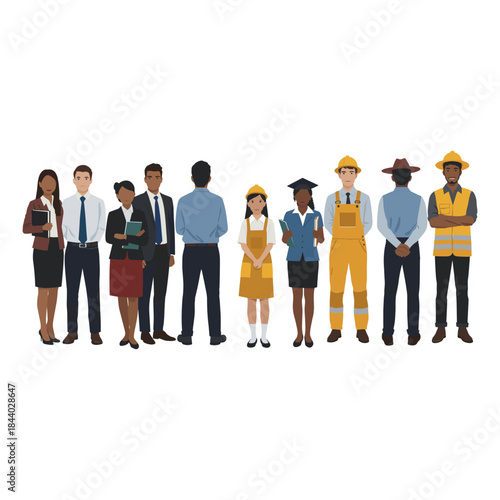 Diverse Group of Professionals and Students Standing Together.