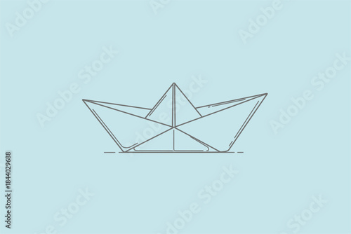 Minimalist Origami Art, Light Blue Background, Digital Illustration, Modern Aesthetic