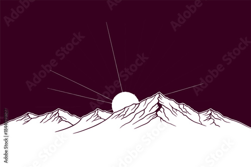 A Scenic Landscape Illustration in Nature's Tranquil Beauty