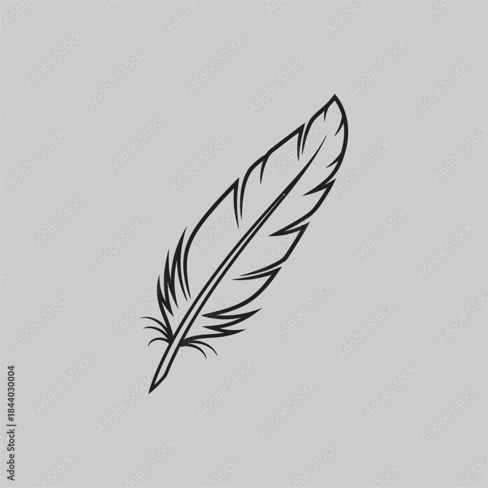 Obraz premium Artistic Illustration of a Feather on Gray Background for Design Inspiration