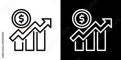 Growth Icon Of Line Black And White Style 