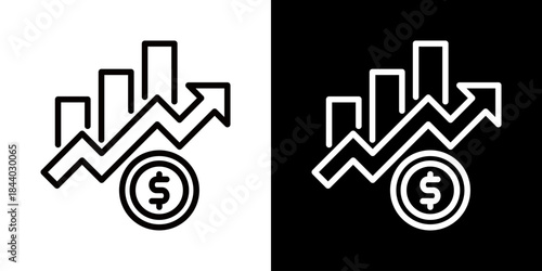 Stock Market Icon Of Line Black And White Style 
