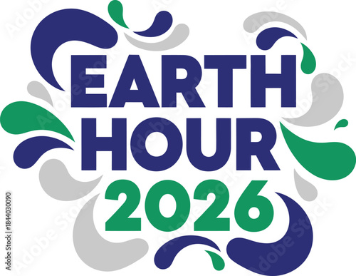 Earth hour 2026 eco typography design vector .