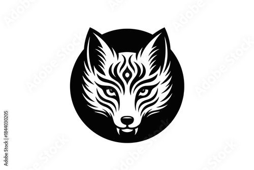 Striking fox emblem with intricate tribal details, perfect for bold branding and edgy designs, adding mystical flair to any project or creative endeavor