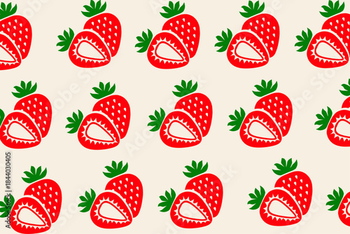Strawberry Seamless Pattern with Cute Repeating Illustration for Textile Design
