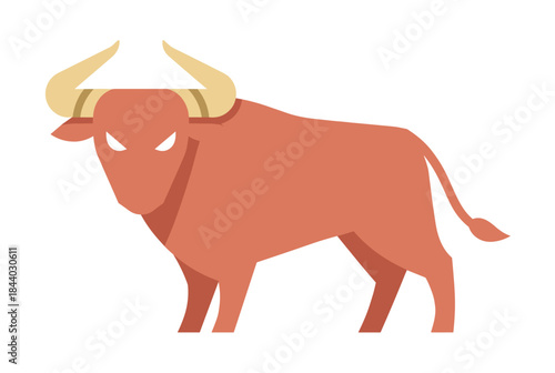 Stylized bull illustration with geometric shapes makes a bold statement, perfect for branding, logos, and designs needing strength and agricultural themes