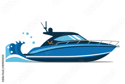 Luxury yacht cruising through ocean waves, perfect for travel ads or nautical themed designs, evoking feelings of freedom and adventure on the high seas
