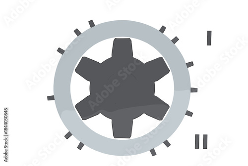 Precision engineering concept with gear and ring, perfect for industrial designs or technology presentations, representing accuracy and mechanical processes