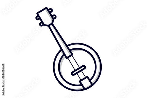 Playful banjo musical instrument illustration for kids' projects and music education materials, perfect for adding a touch of folk and country charm