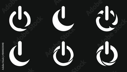 Power off and moon icon set for energy saving and Earth Hour environmental awareness vector illustration .