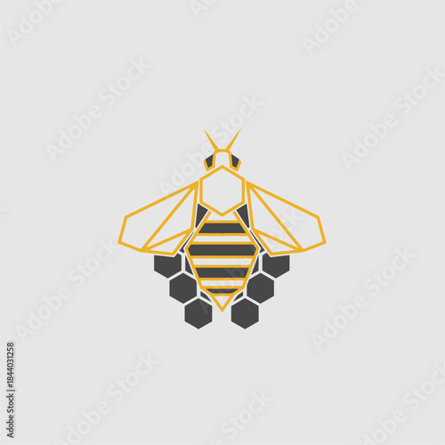 Honey Bee Illustration, Abstract Graphic Design, Minimalist Style, Nature Inspiration