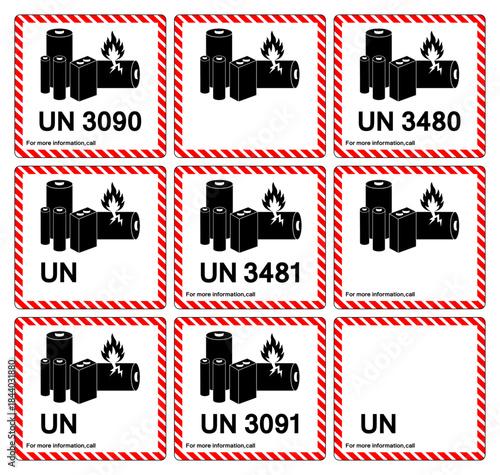 Lithium Battery Set Symbol Sign , Vector Illustration, Isolate On White Background Label.EPS10