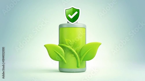 Green Energy Battery Symbolizing Eco-Friendly Power and Sustainability.