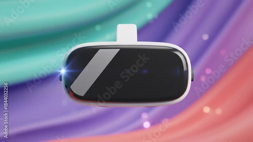 Futuristic VR Headset Displaying Digital Light on Abstract Background.