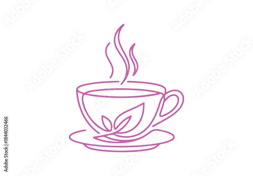 An Unbroken Line Representation of a Herbal Tea Icon. Single Line Vector Artwork.