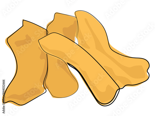 Deep-fried dough sticks in a continuous line pattern.