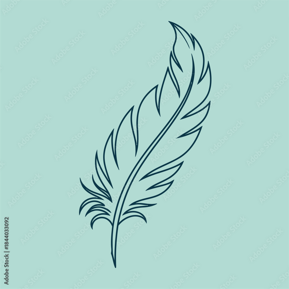 Obraz premium Elegant Feather Illustration, Nature Art, Minimalist Design, Digital Graphic, Soft Background