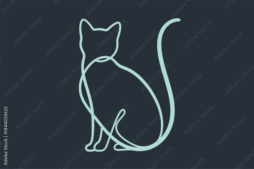 Naklejka premium Creative Cat Illustration, Minimalist Design, Digital Art, Contemporary Style, Graphic Environment