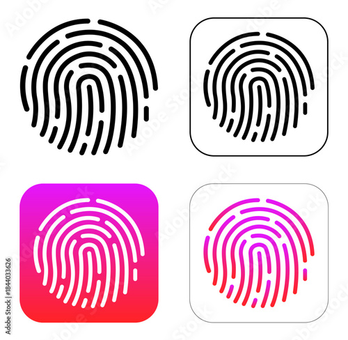 Touch ID Set Symbol Sign, Vector Illustration, Isolate On White Background Label.EPS10