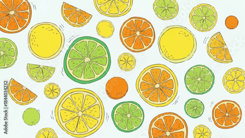 Vibrant Assortment of Fresh Citrus Fruit Slices.