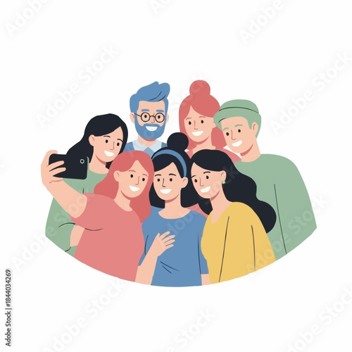 A diverse group of friends taking a selfie together.