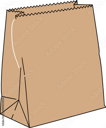 Minimalist vector illustration of a plain brown paper bag suitable for packaging design, branding mockups, eco-friendly presentations, and digital artwork.