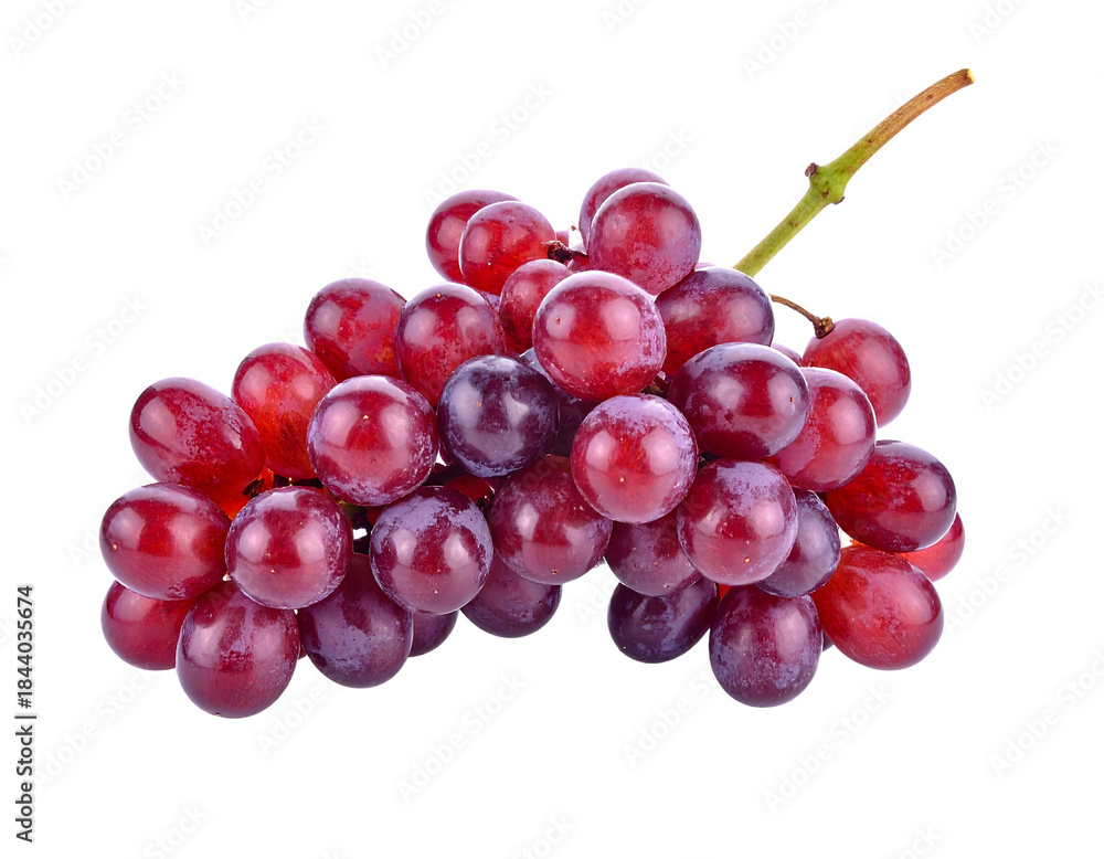 Fototapeta premium Red Grapes Bunch on White Background - Fresh Fruit.