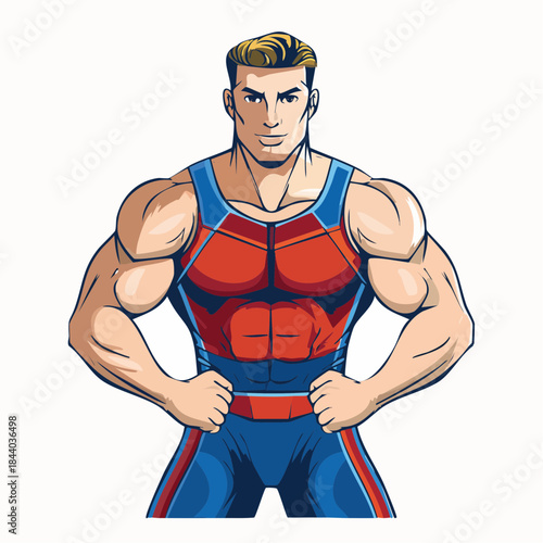 Muscular Athlete Posing Confidently with Hands on Hips