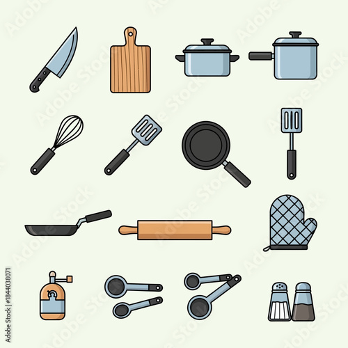Modern culinary collection featuring essential kitchen tools for cooking and baking enthusiasts creating delicious meals