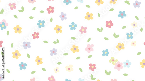 Spring's Floral Embrace: A whimsical pattern of pastel flowers and delicate leaves creating a sense of freshness and natural beauty.