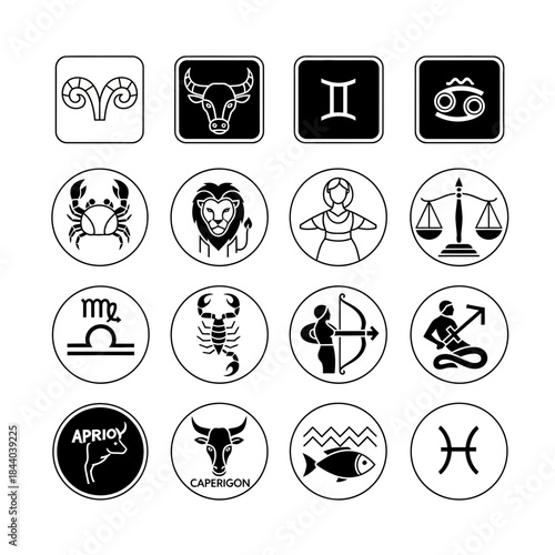 Foto Discover your destiny with these elegant zodiac constellation icons, perfect for