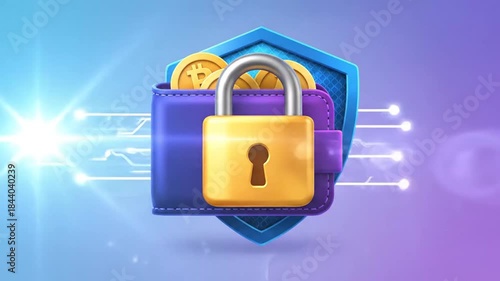 Secure Digital Wallet with Golden Coins and Futuristic Technology.