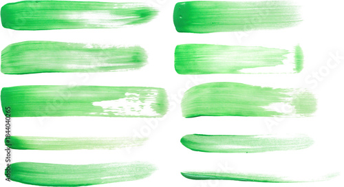 Фотография Green brush stroke set isolated on white background