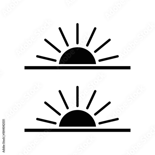 Foto Sunrise icons with horizon line, perfect for weather apps or minimalistic design