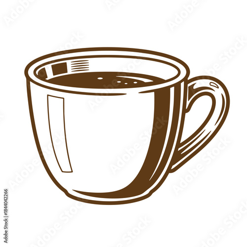 Brown coffee cup filled with coffee vector illustration isolated on white background
