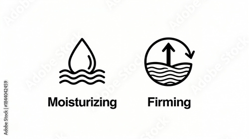Moisturizing and firming elements represent the skincare function of moisturizing the skin and firming contours, suitable for beauty and skincare promotional materials.
