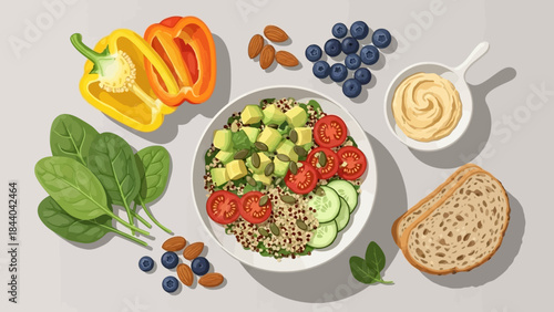 Healthy and Nutritious Vegan Buddha Bowl with Fresh Ingredients.