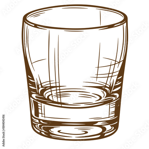 Detailed sketch illustration of an empty shot glass suitable for beverages and cocktails