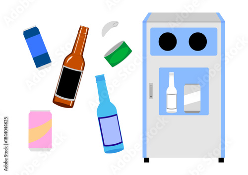 空き缶と空き瓶とゴミ箱