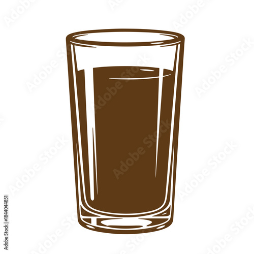 Simple vector illustration of a full glass of chocolate milk beverage in sketch style