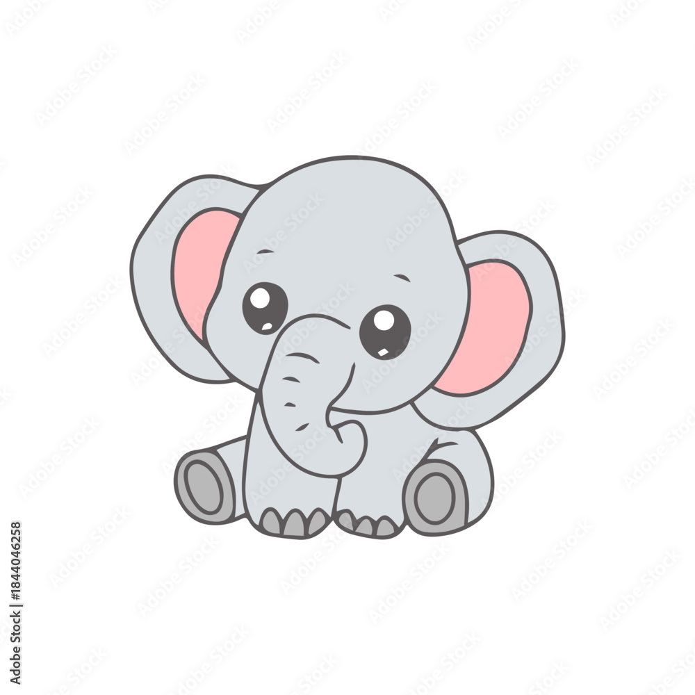 Naklejka premium Cute elephant clipart design illustration. cartoon 2d flat elephant