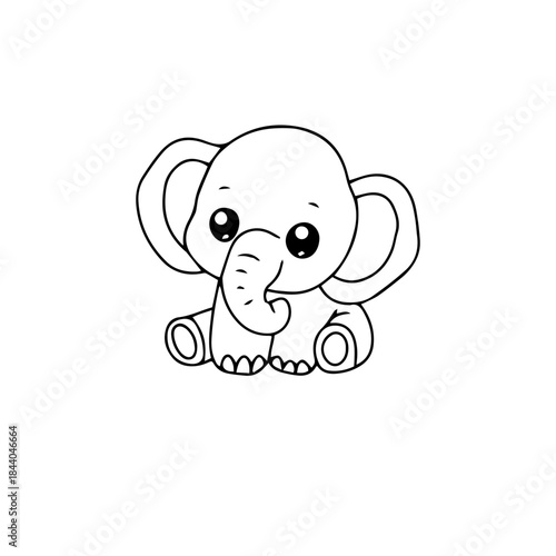 kawaii baby elephant cartoon. coloring book elephant. banner blank