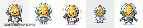 cute corn vector in astronaut costume