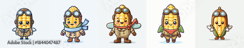 cute corn vector in pilot costume