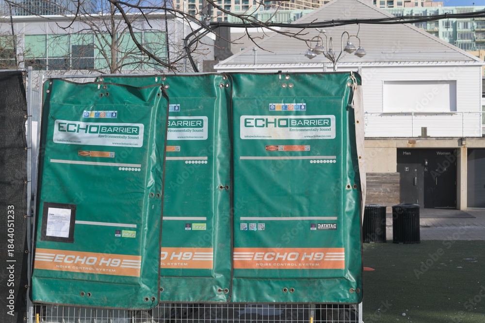 Fototapeta premium Echo Barrier H9, portable, fire- and water-resistant acoustic panels at Harbourfront Centre, Toronto