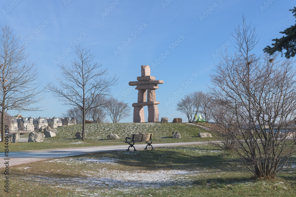 Naklejka premium view of The Toronto Inukshuk Park located near Coronation Park, 789 Lake Shore Blvd W
