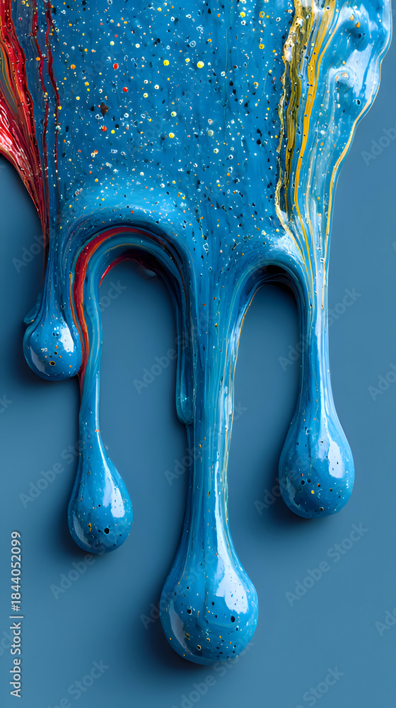 custom made wallpaper toronto digitalDripping Glossy Blue Paint with Colorful Streaks on Blue Surface