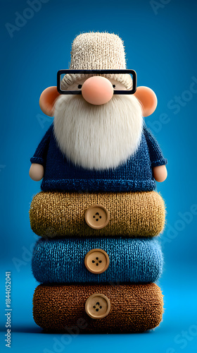 Wallpaper Mural Quirky Gnome Wearing Eyeglasses Standing on Colorful Knitted Stack Torontodigital.ca