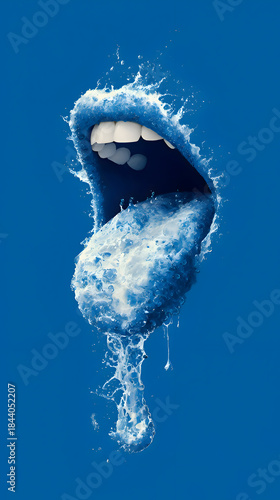 Wallpaper Mural Surreal Open Mouth Splashing Blue Water on Dark Blue Background Torontodigital.ca